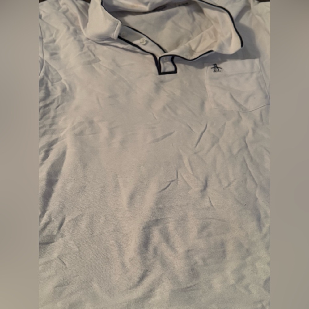 White and navy Penguin polo like new XL